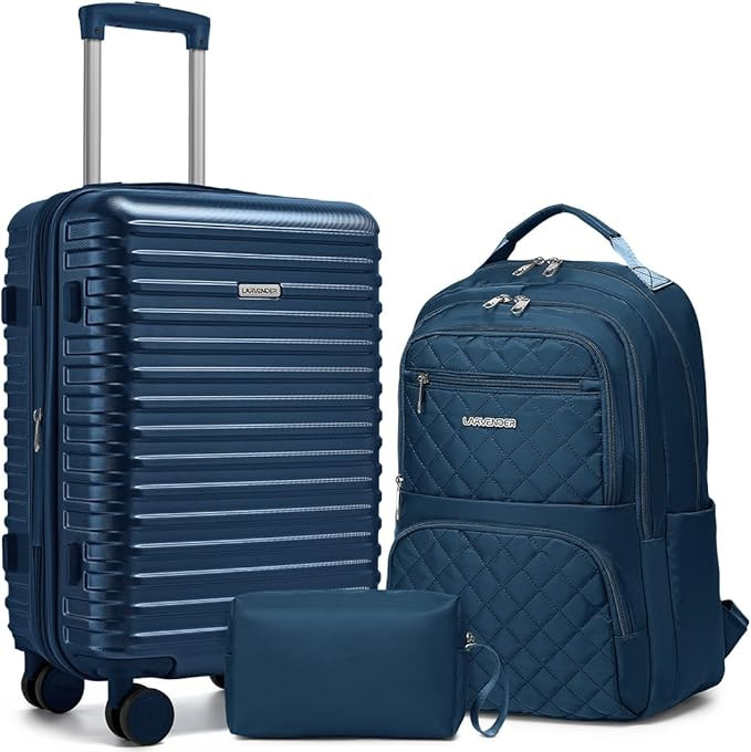 LARVENDER Carry on Luggage 22x14x9 Airline Approved, 20 Inch Expandable Hardside Suitcase with Wh... | Amazon (US)