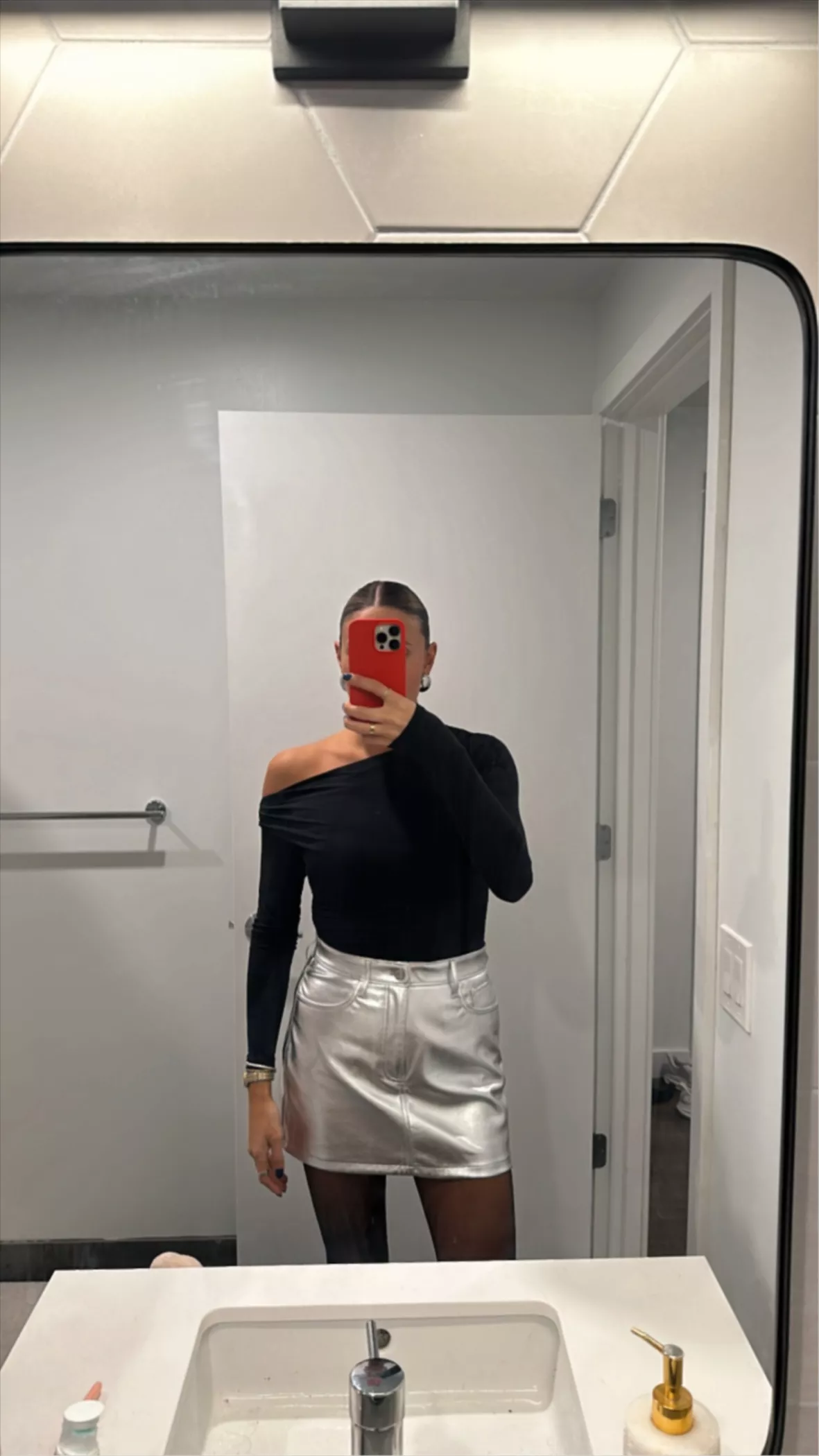 Women's Vegan Leather 5-Pocket Mini Skirt