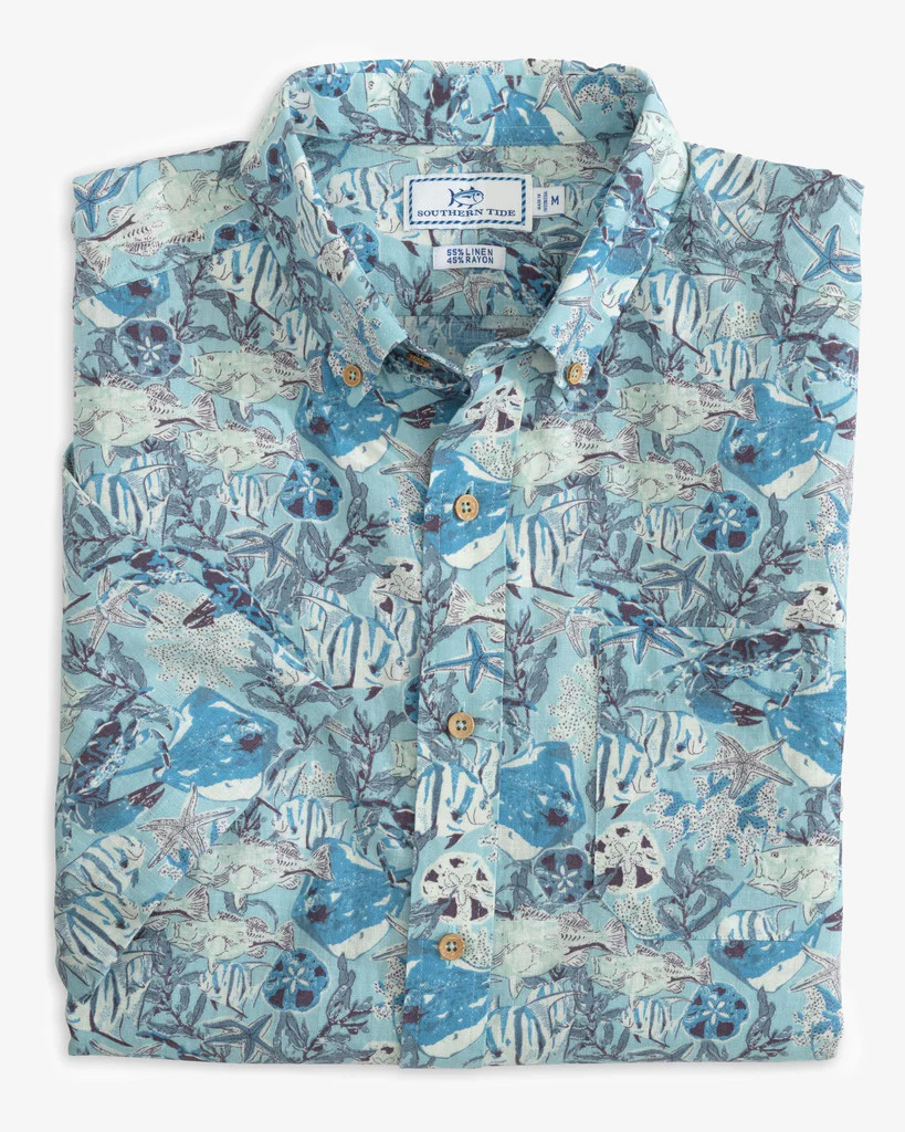 Coreal Scene Printed Short Sleeve Button Down Shirt | Southern Tide
