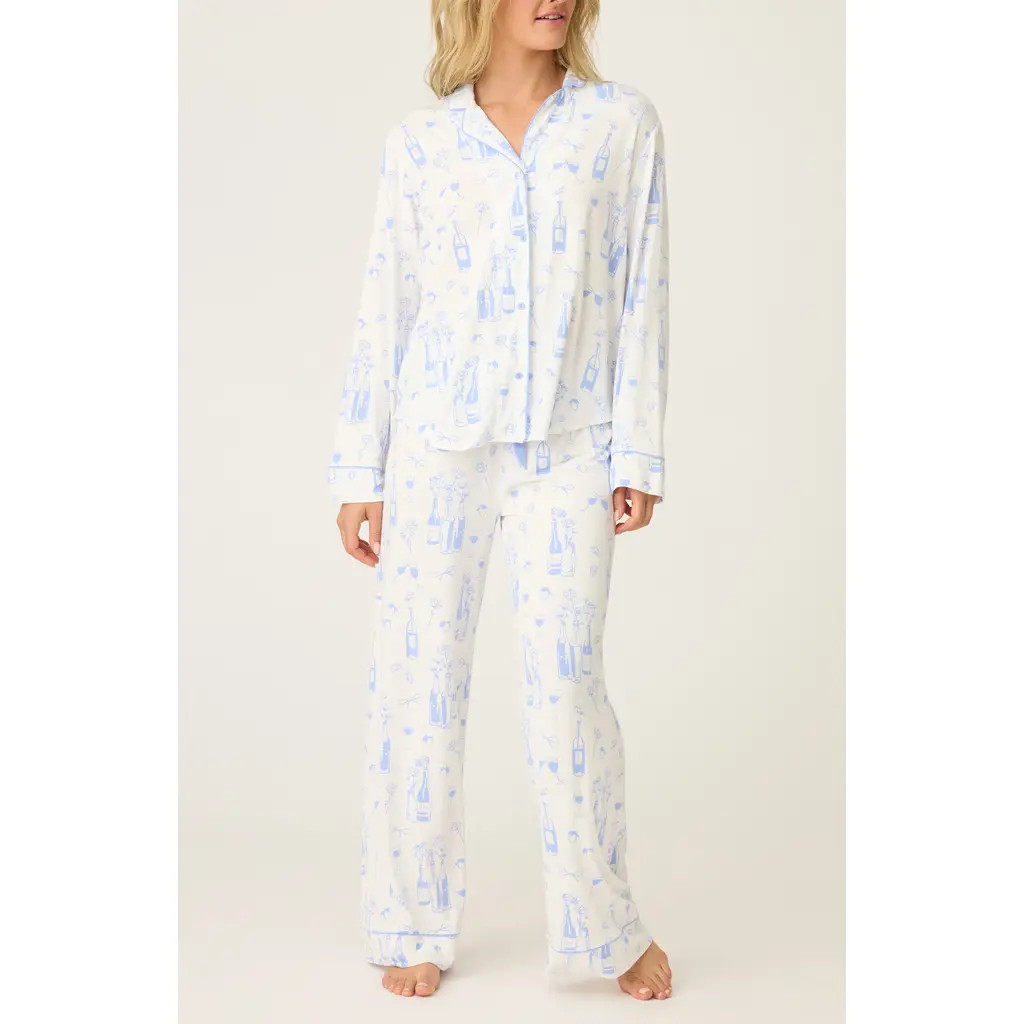 PJ Salvage Parisian Dreams Jersey Pajamas in Ivory at Nordstrom, Size X-Small | Nordstrom