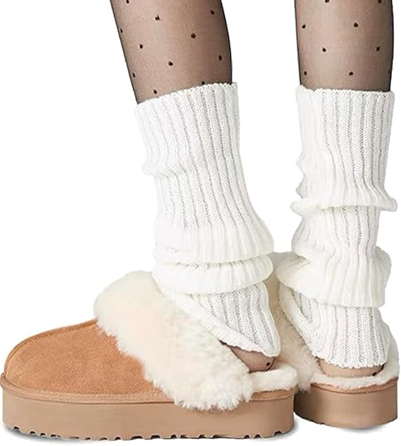 Ribbed Knitted Leg Warmers for Women Girls 80s Retro Winter Short Slouch Knee High Leg Socks For ... | Amazon (US)