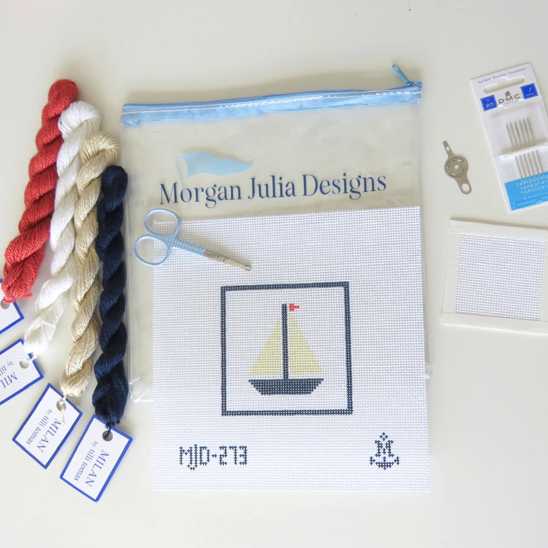 Sailboat Beginner Needlepoint Kit | Morgan Julia Designs