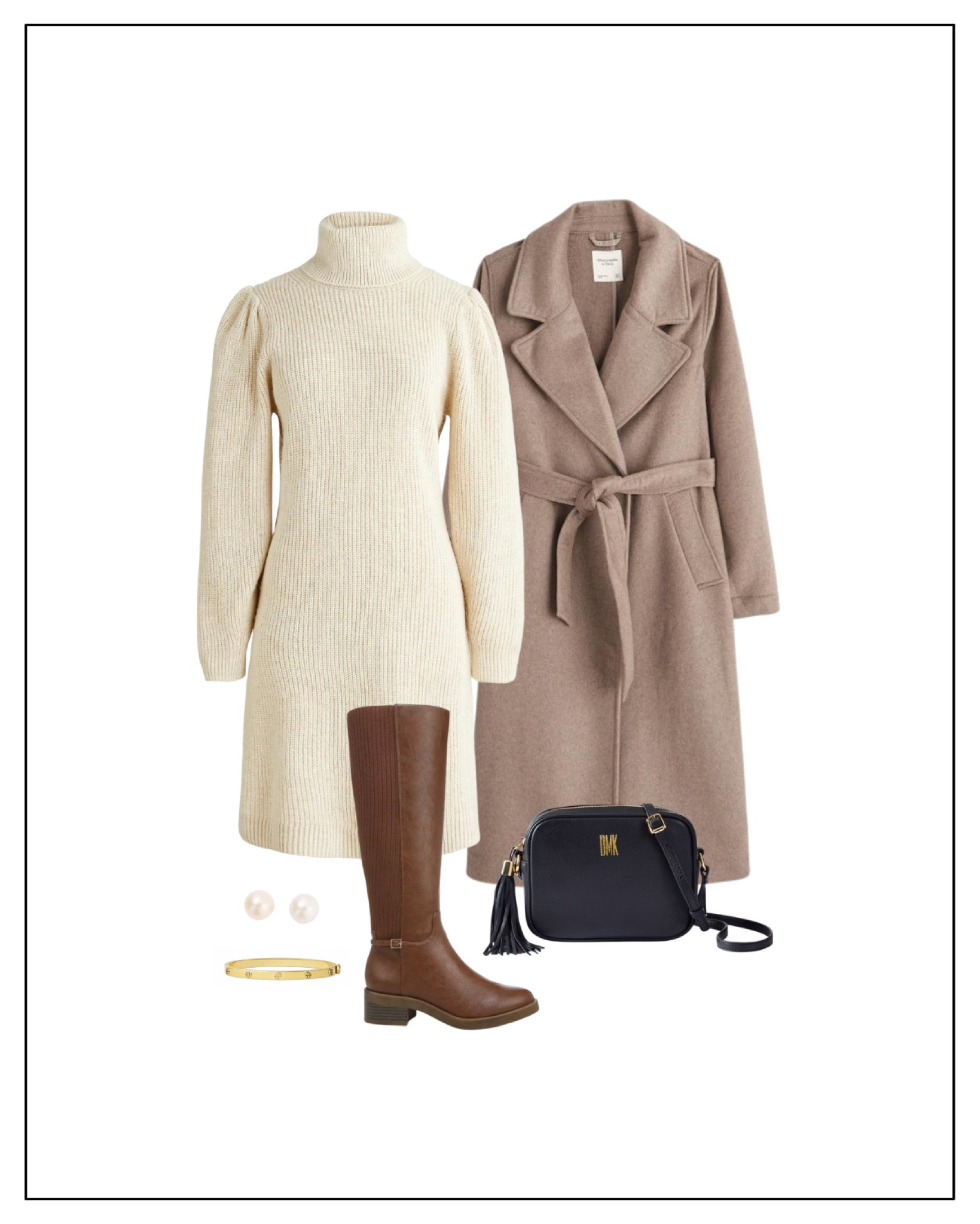 Winter outfit, how to style a sweater dress, sweater dress outfit, wool wrap coat, leather riding boots, knee high boots, black crossbody bag

#LTKSeasonal #LTKsalealert #LTKunder100
