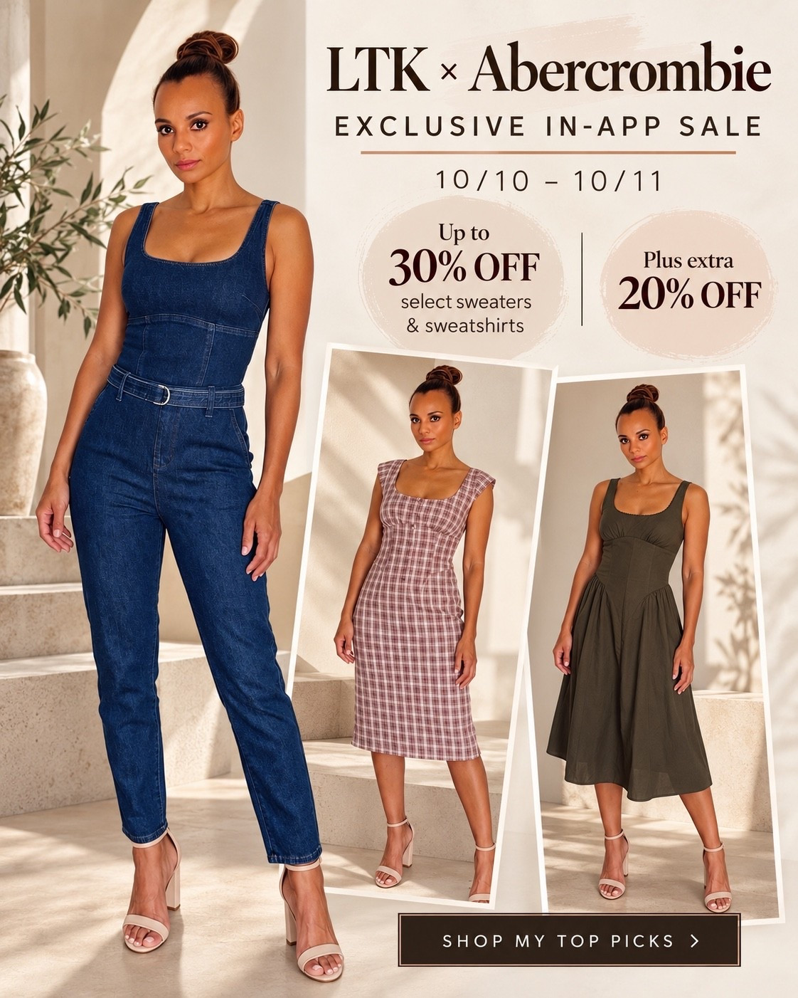 Abercrombie Fall Fashion Finds | Chic Dresses & Denim Jumpsuit 🤎

Refresh your fall wardrobe with these effortlessly chic Abercrombie outfits! From a flattering denim jumpsuit to feminine plaid and olive green midi dresses, these versatile pieces are perfect for fall outfit ideas, date nights, brunch, and everyday elevated style.

✨ LTK Exclusive Abercrombie Sale | October 10–11

Enjoy up to 30% off select sweaters and sweatshirts, plus an extra 20% off with code. Exclusions apply.