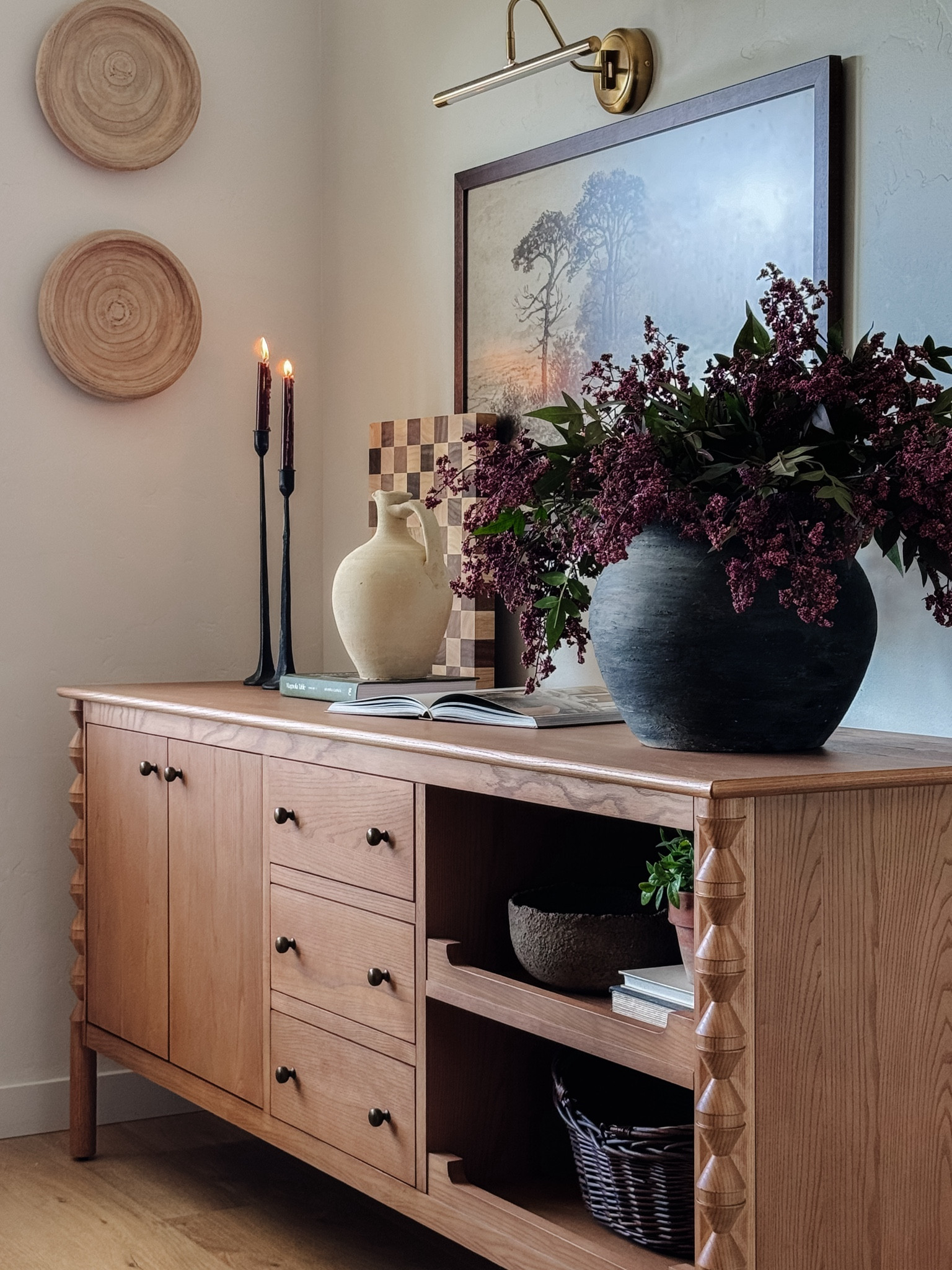 Dining room inspiration, modern rustic vibe, home decor, black dining chairs, checkered jute rug, roman shades, cabinet, dome lighting, affordable decor, neutral decor, look for less, Target style, organic modern, brass dome lighting, salt and pepper mills, rustic dining room table, Kantha quilt, collected vibe, 

#LTKFindsUnder100 #LTKHome #LTKStyleTip