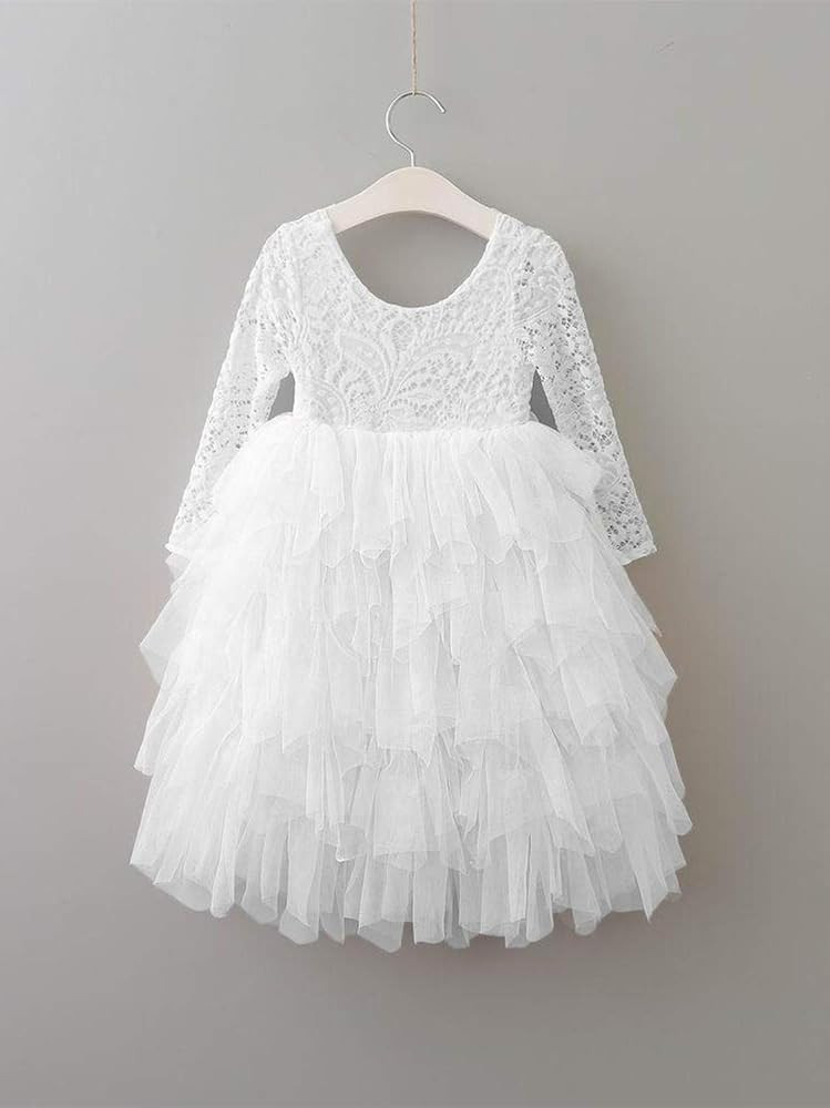 2Bunnies Girl Peony Lace Back A-Line Tiered Tutu Tulle Flower Girl Dress | Amazon (US)