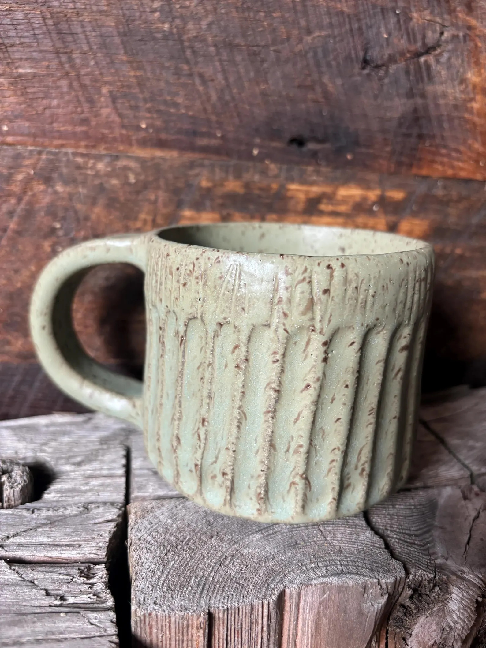 Handmade Rustic Green/Blue Ceramic Mug in Speckled Clay No. 1 | Etsy (Global)