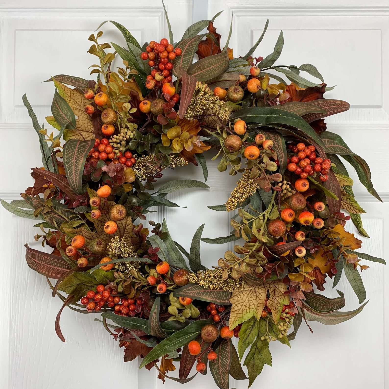 Fall Wreath for Front Door, Fall Foliage and Berries - Etsy | Etsy (US)