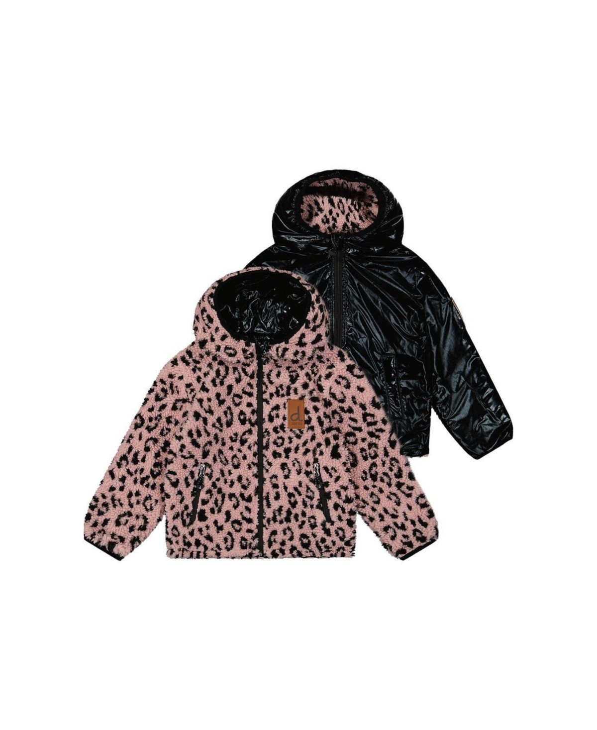 Deux par Deux Toddler Girl (2T-5T) Reversible Mid-Season Jacket - Black and pink | Macy's