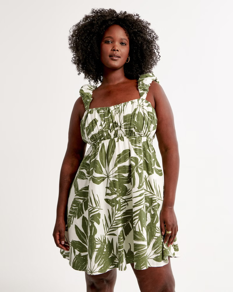 Puff Strap Babydoll Mini Dress | Abercrombie & Fitch (US)