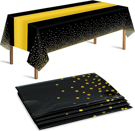 hapray 4 Pack Plastic Tablecloths for Rectangle Tables, Disposable Party Table Cloths, Black and ... | Amazon (US)
