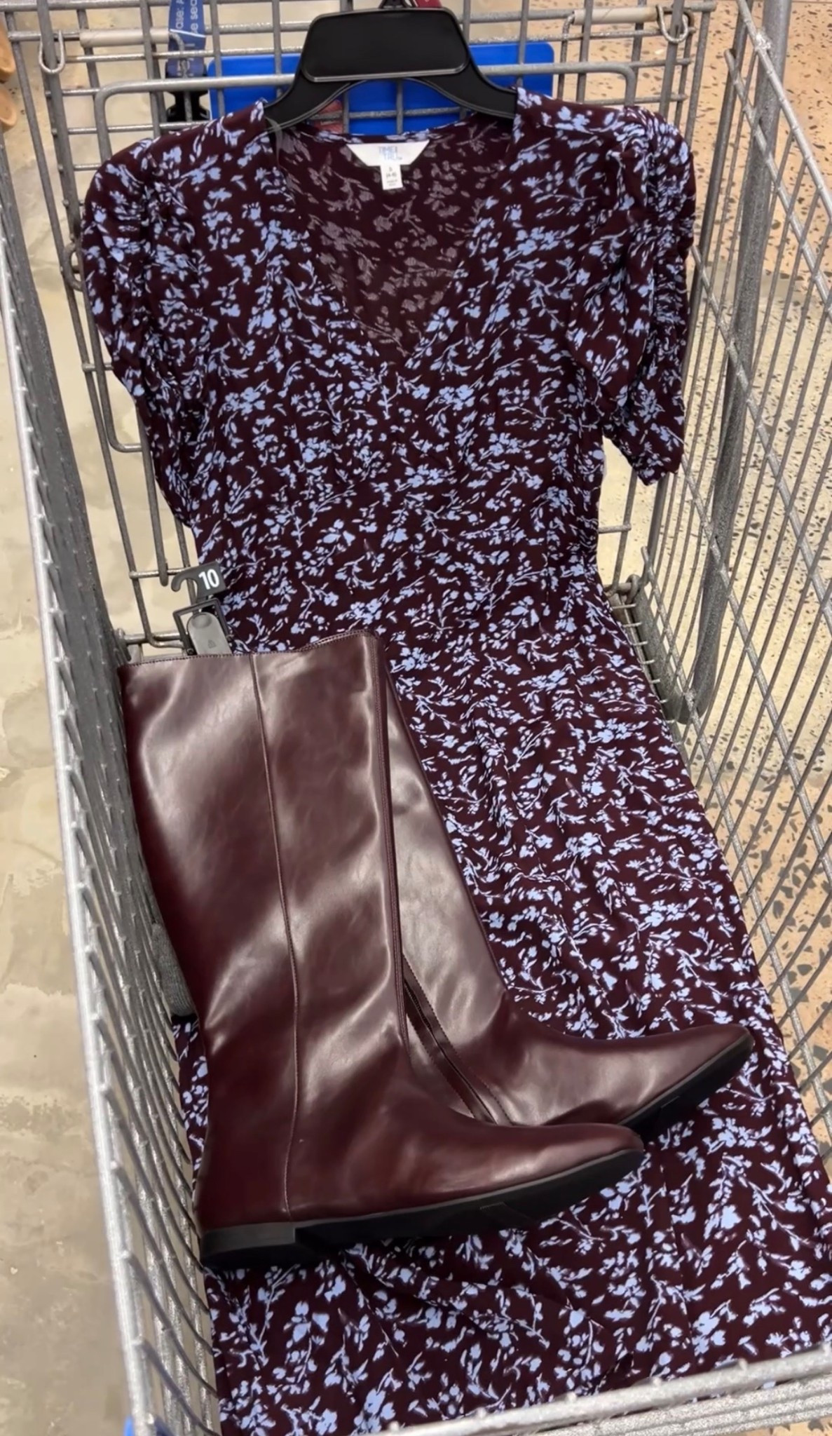 Walmart outfit idea with this darling midi dress and tall flat boots (now $19.99!). Fit is true to size; I’m a small. #walmartfashion #walmartfinds modest winter outfit Christmas outfit momstyle 

#LTKOver40 #LTKFindsUnder100 #LTKFindsUnder50