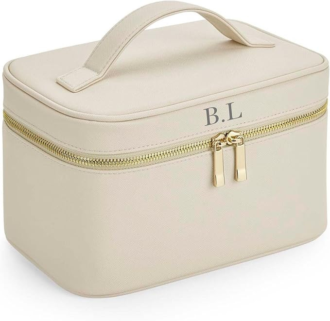 Personalised Vanity Case, Custom Initials, Large Cosmetic Case, Gift for Girls, Ladies Make Up Ba... | Amazon (UK)