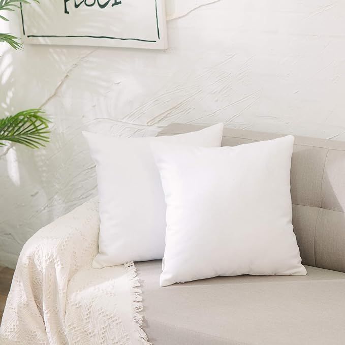 NATUS WEAVER 2 Packs White Pillow Case Soft Linen Square Decorative Throw Cushion Cover Pillowcas... | Amazon (US)