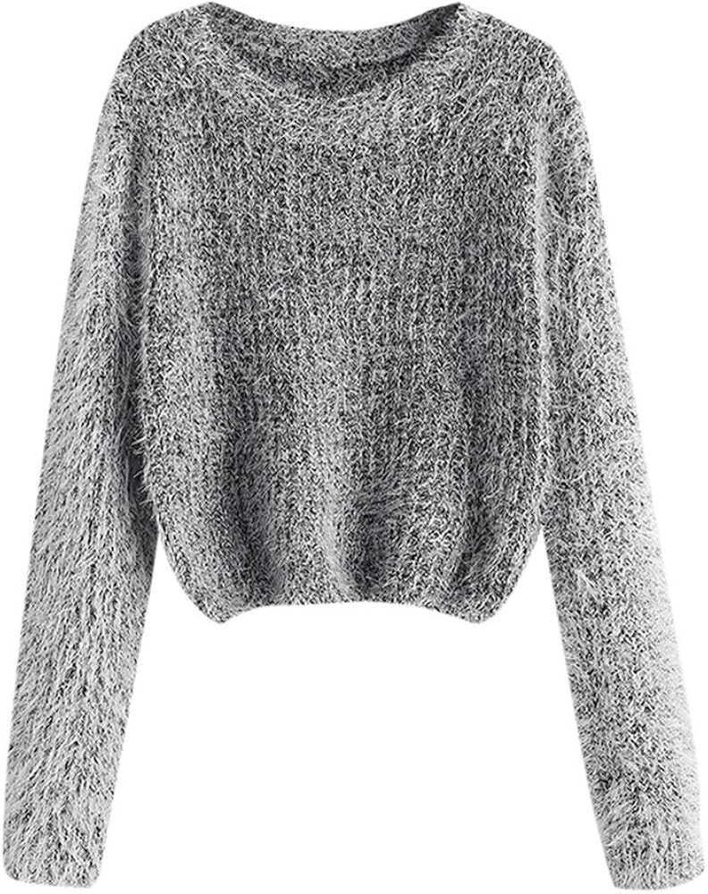 ZAFUL Women's V Neck Fringe Pullover Sweater Drop Shoulder Long Sleeve Knit Jumper Tops | Amazon (US)
