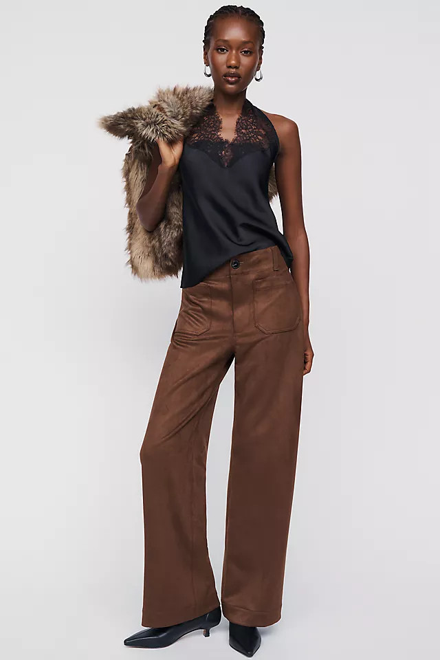 @merricksart x Maeve Faux-Suede Full-Length Colette Pants | Anthropologie (US)