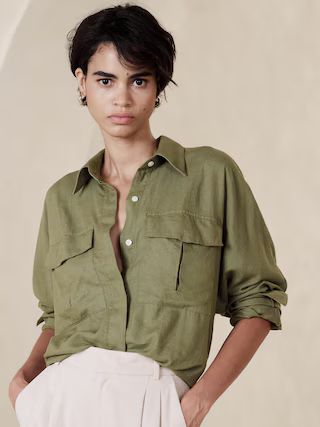 Linen-Blend Dolman-Sleeve Shirt | Banana Republic Factory