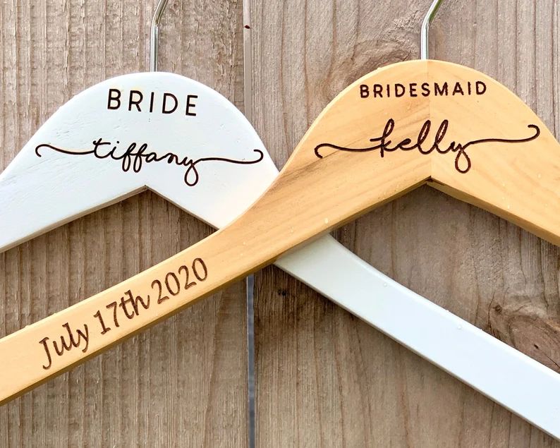 Personalized Bridesmaid Hangers, Bride Hanger for Wedding Dress, Custom Bridal Hanger, Hangers fo... | Etsy (US)