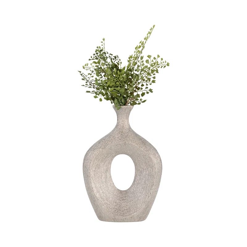13" Ceramic Oval Vase - Contemporary Glam Abstract Cut-Out Vase in Beaded - Creative Home or Offi... | Wayfair North America