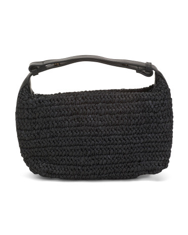 Raffia Beck Shoulder Bag With Leather Trim | TJ Maxx