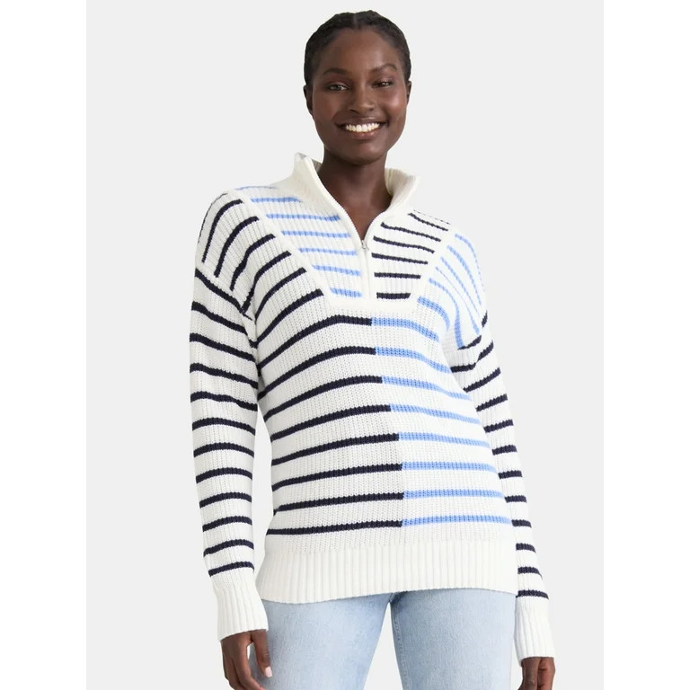 Time and Tru Women's Half Zip Pullover Sweater, Midweight, Sizes XS-XXXL | Walmart (US)