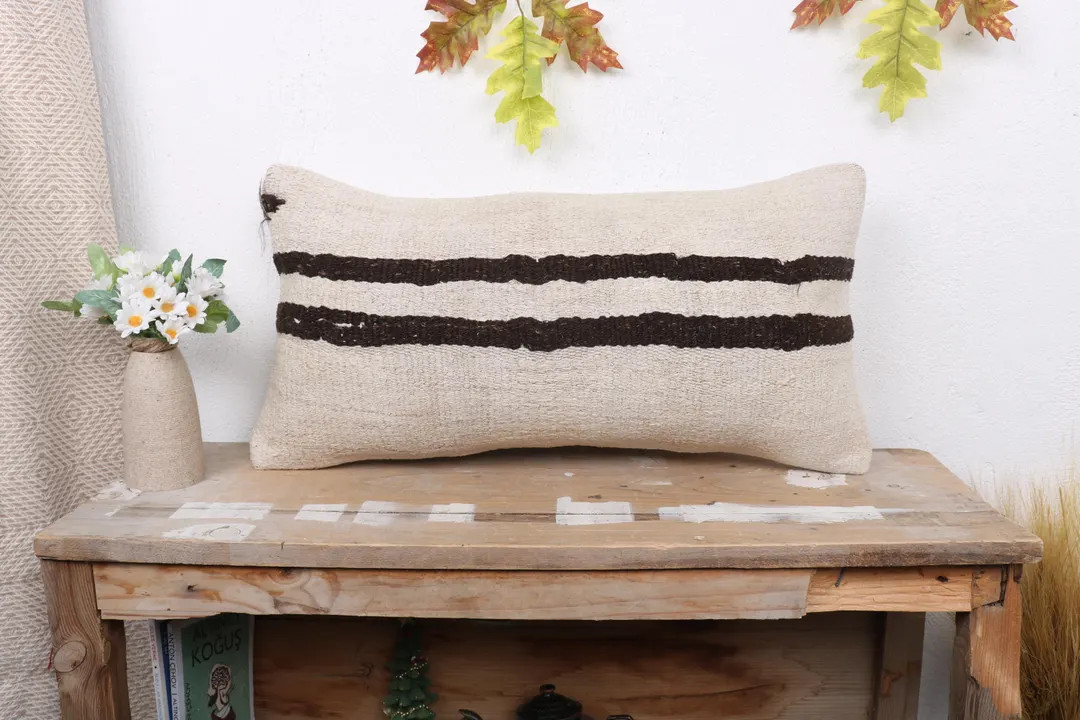 Boho Pillow Sham Cover, Home Decor Pillow, 12x24 Turkish Pillow, Gift Pillow, Beige Pillow, Recta... | Etsy (US)