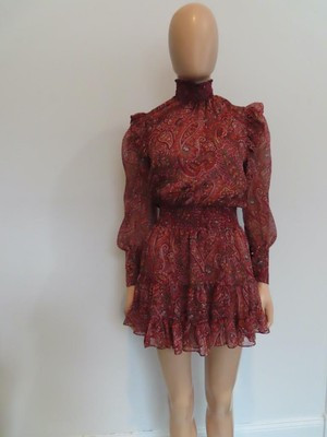 NWOT Misa Los Angeles Burgundy Bohemian Paisley Gianna Dress Size XS $380  | eBay | eBay US