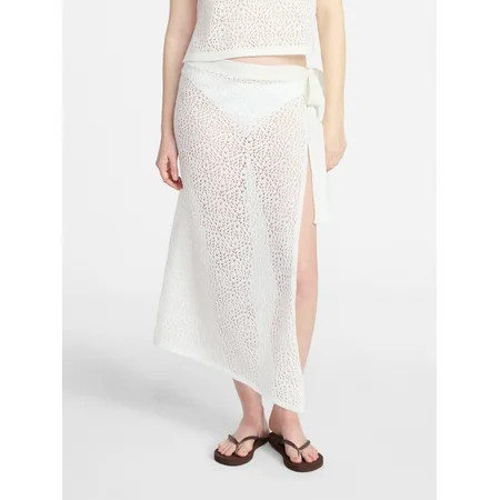 No Boundaries Cropped Crochet Knit Poncho with Side Ties, Women's | Walmart (US)