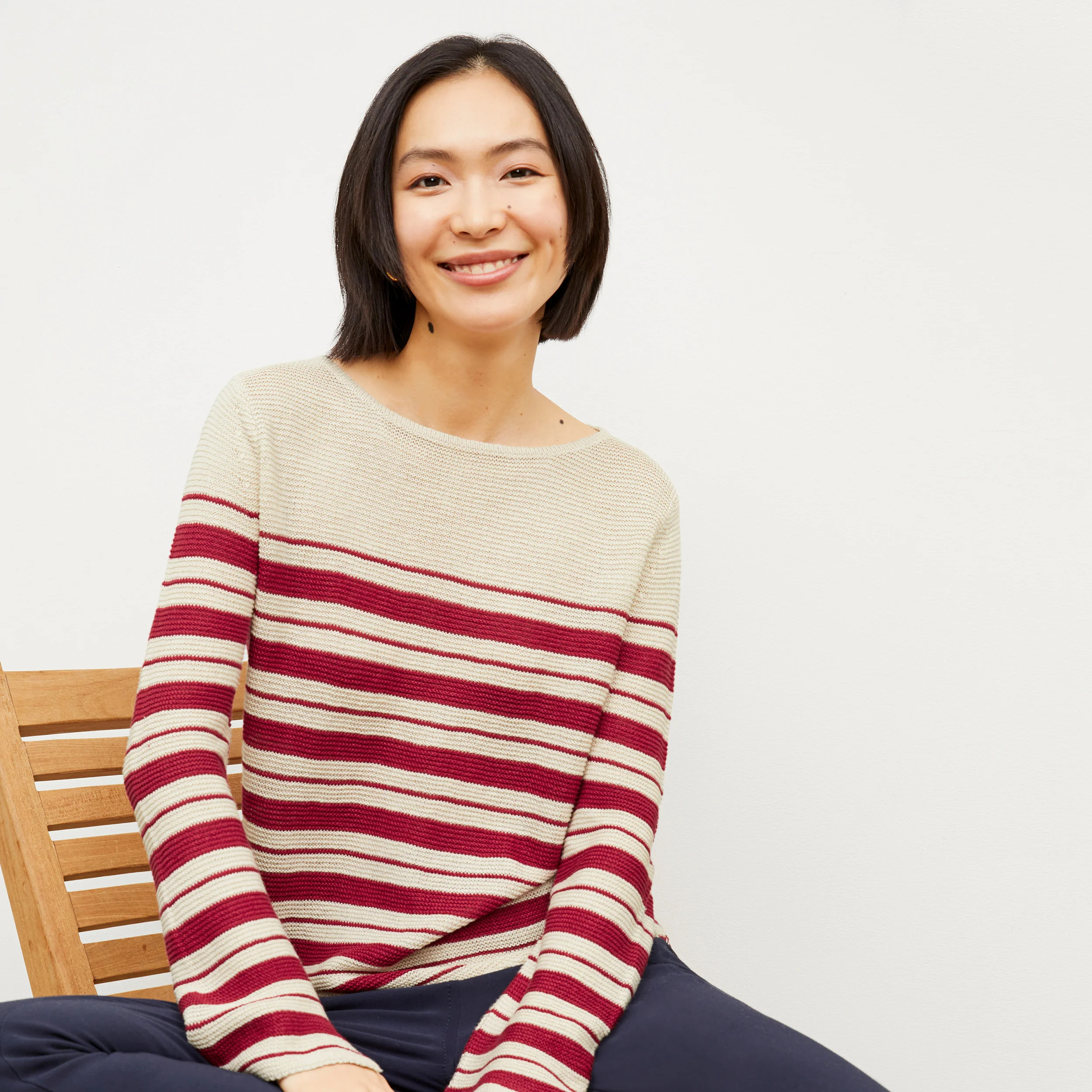 Samara Sweater - Knit Linen :: Crimson / Ivory | MM LaFleur