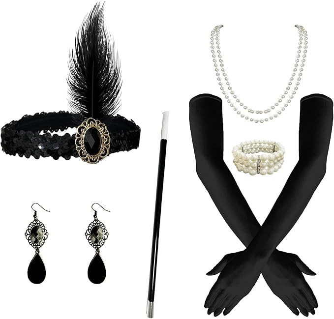 Borbilyn 1920s Flapper Headpiece Roaring 20s Headband Fascinators Feather Hair Accessories Tea Pa... | Amazon (US)