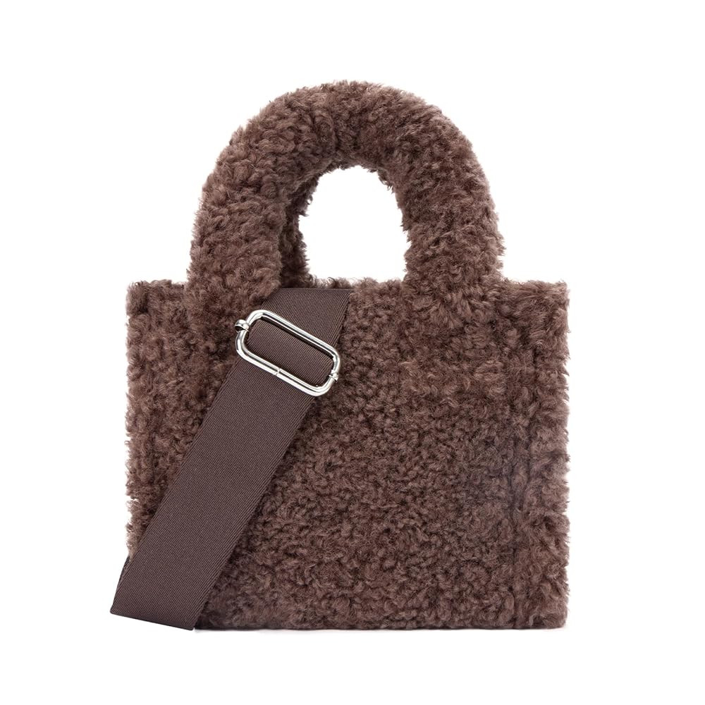 Furry Tote Bag, Cute Mini Faux Fur Bag Winter Lambswool Fuzzy Purses and Handbags for Women | Amazon (US)