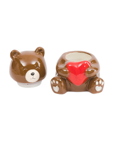 12oz Ceramic Teddy Bear With Heart Candle | TJ Maxx
