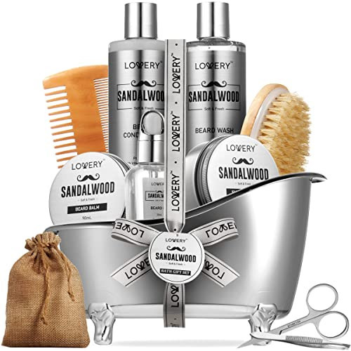 Mens Gifts, Sandalwood Beard Grooming Kit, Mens Grooming Kit for Boyfriend Dad, Him, 11pc Beard Straightener for Men Beard Care, Beard Growth and Trimming Gift, Beard Wash Growth Oil & More | Amazon (US)
