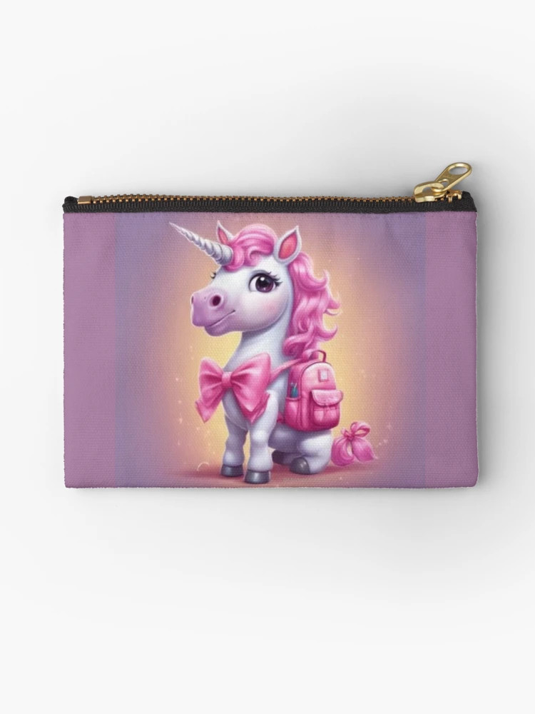Unicorn with a pink backpack  Zipper Pouch | Redbubble (US)