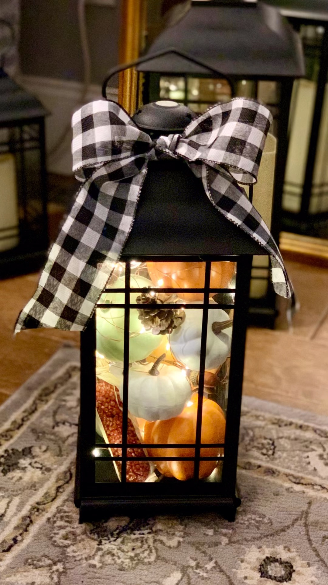 Create cozy fall vibes with this DIY Halloween lantern! Filled with small pumpkins, acorns, pinecones, and string lights, it’s the perfect touch for your fall decor. Display it inside or on your front porch for a warm, festive glow this season. Shop on LTK!

#LTKSeasonal #LTKVideo #LTKHalloween