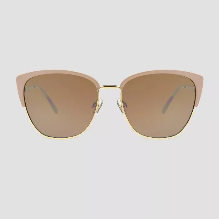 Women's Retro Browline Sunglasses - A New Day™ Beige | Target