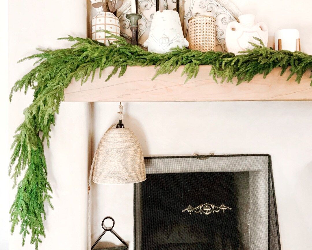 Modern Christmas Garland Fireplace Mantel Decor / Staircase Garland / Garland Holiday Decor / Chr... | Etsy (US)