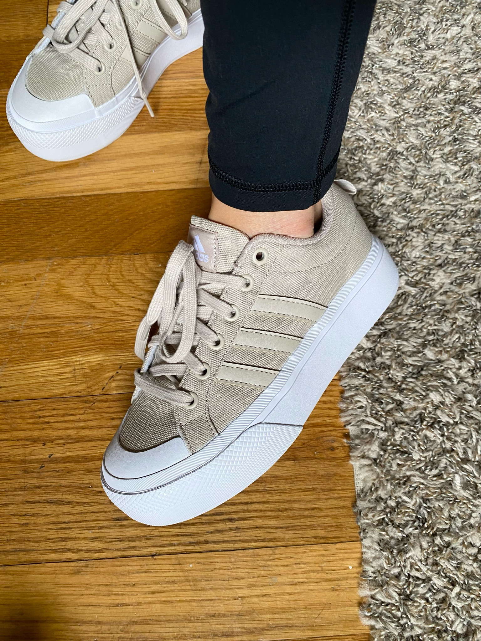 Obsessed 🤩 These Adidas Bravada 2.0 platform sneakers I snagged from DSW… so good! And in my favorite color: neutral!  Lol 😂 (I do suggest sizing down at least a half size.)
#adidas #adidassneakers #womensadidas #casualsneakers #athleisure #casualshoes #adidasstyle

#LTKshoecrush #LTKfindsunder100 #LTKfindsunder50