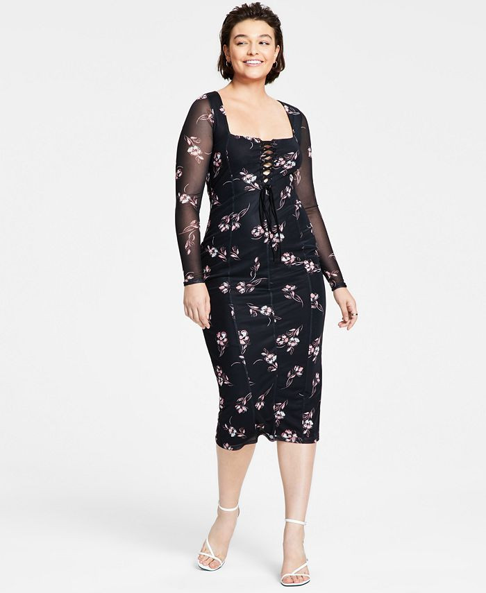 Women's Lace-Up Midi Dress, Created for Macy's | Macys (US)