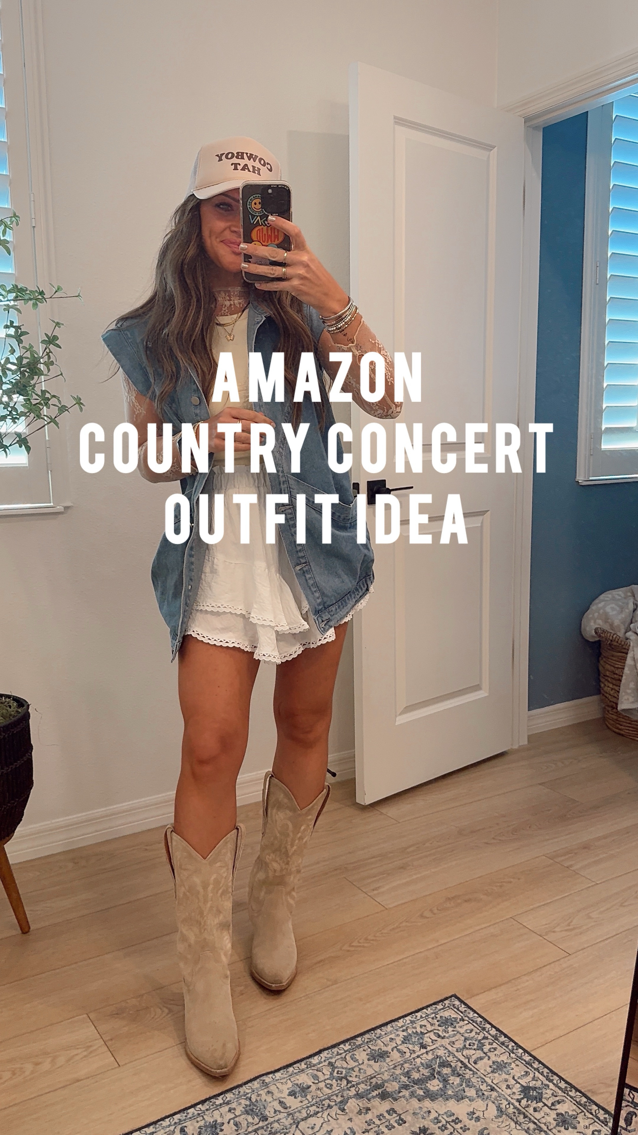 How cute is this for upcoming country concerts? 🤠 I’m obsessed with this little skort! It’s so precious for so many spring and summer occasions. 🤍 I’m in my true small in every item. #countryconcert #concertoutfits #springoutfitideas #springoutfits #countryconcertoutfit 