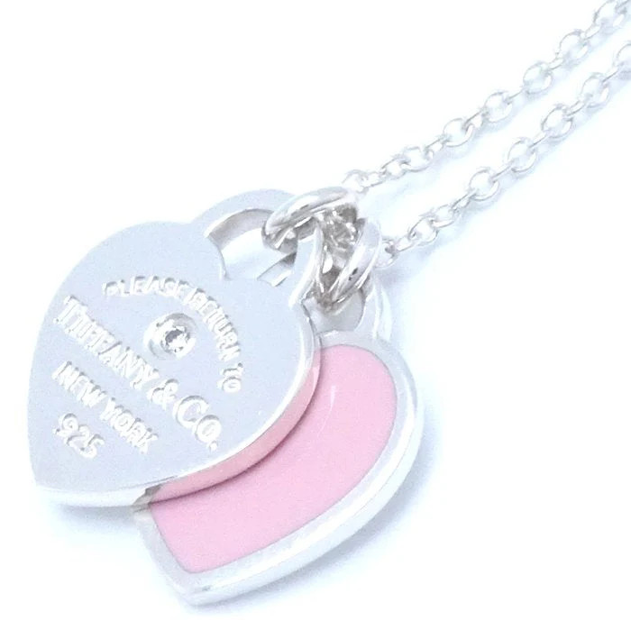 Tiffany & Co Silver 925 Double Heart Tag Necklace | Shop Simon