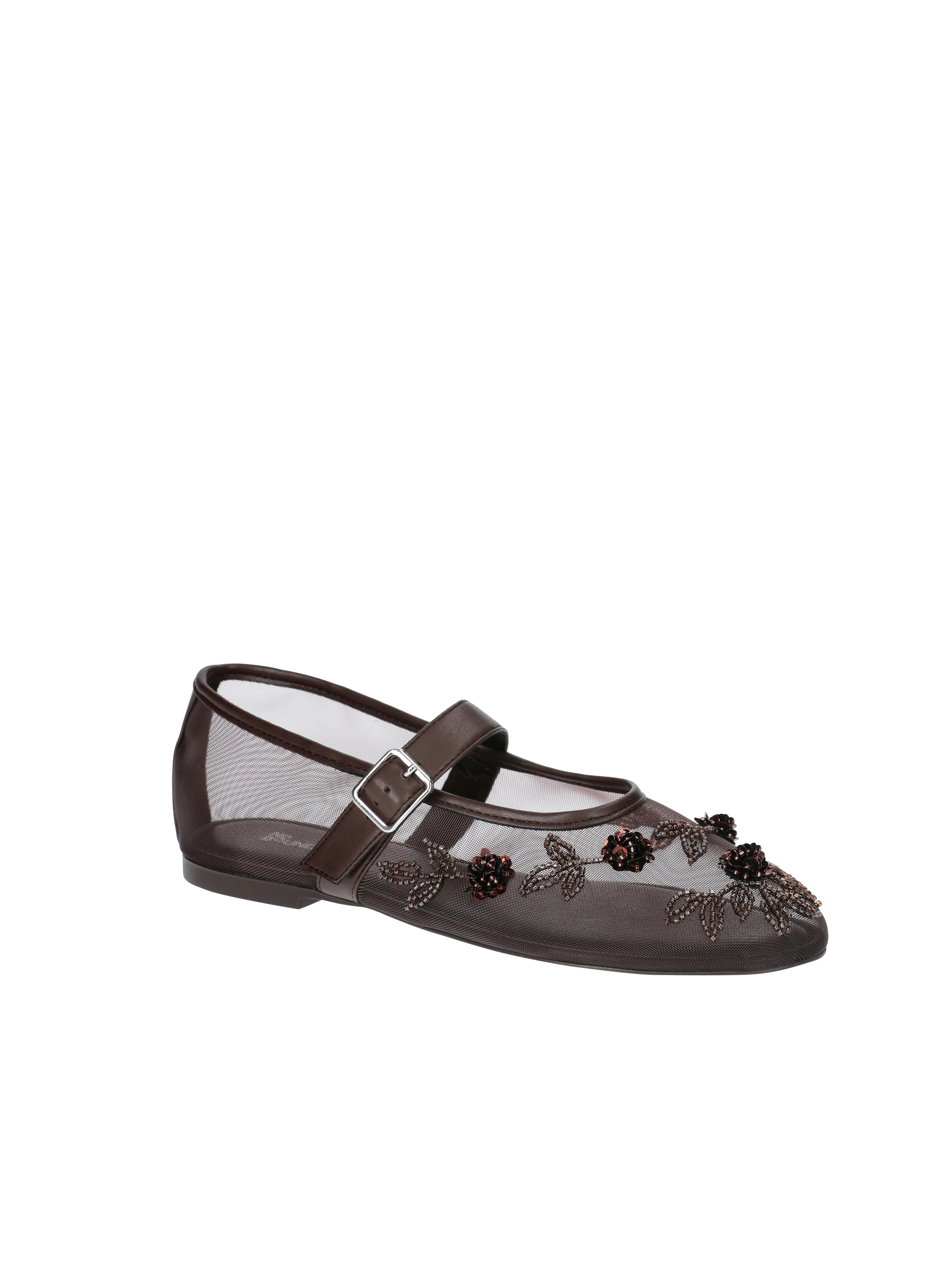 No Boundaries Beaded Mesh Mary Jane Flats, Women's | Walmart (US)