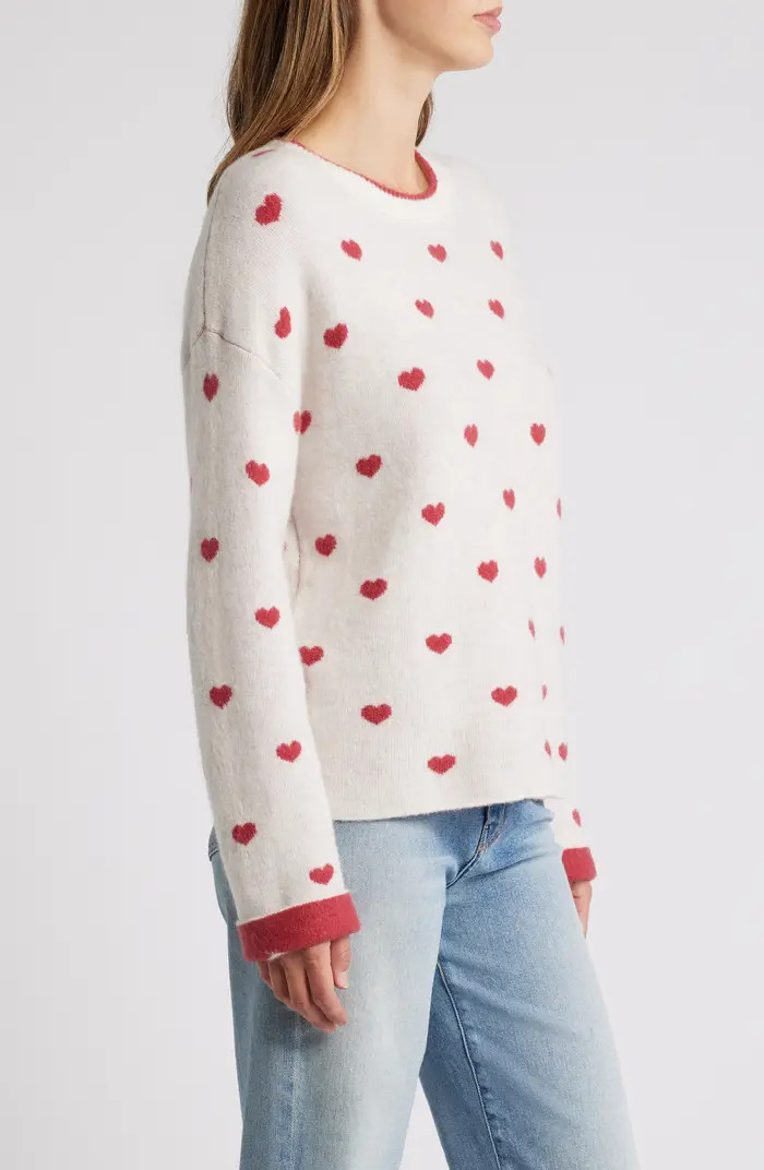 Splendid Lolly Hearts Jacquard Crewneck Sweater | Nordstromrack | Nordstrom Rack