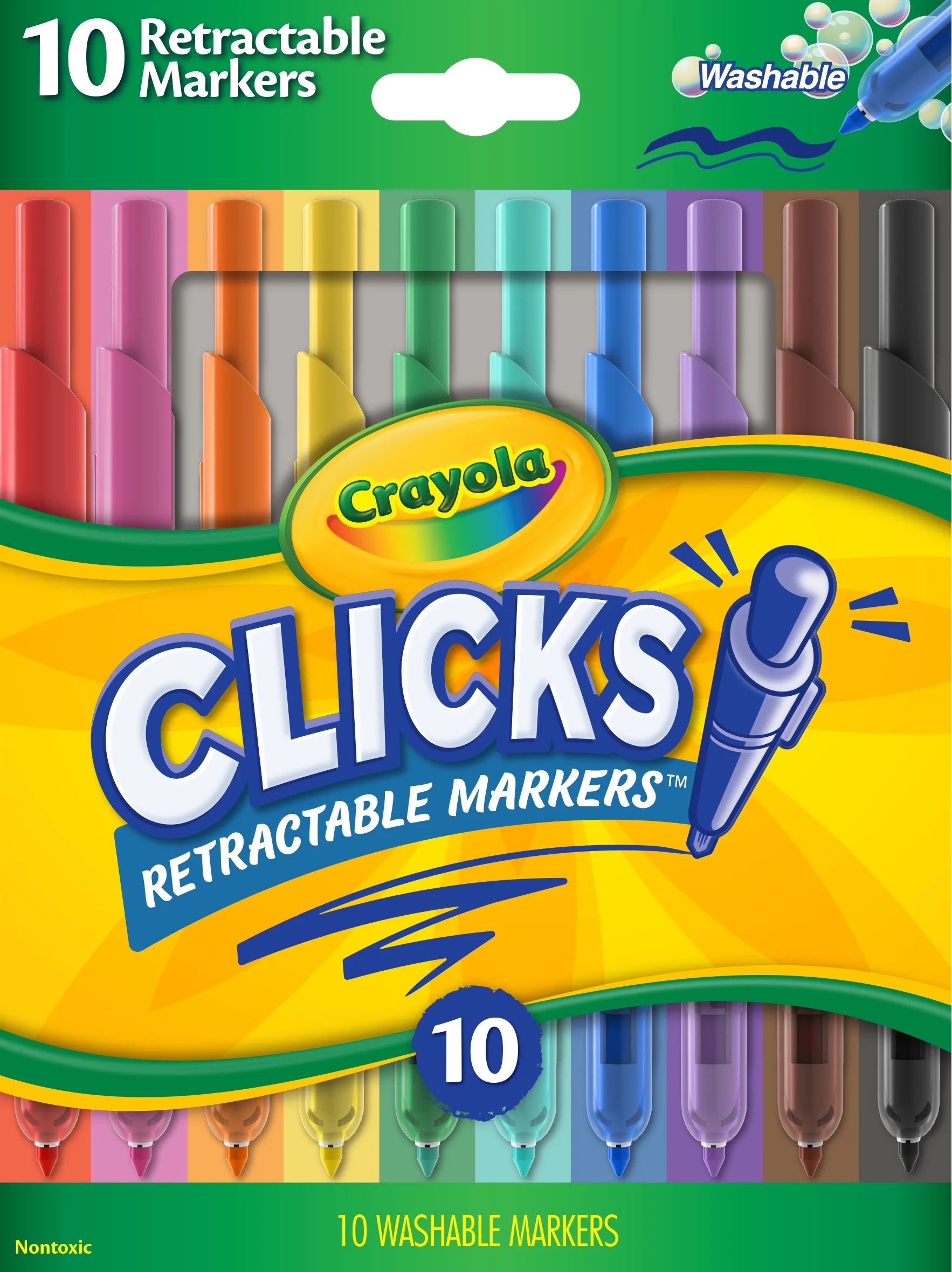 Crayola 10 Count Clickable Art Markers, Assorted Colors, Beginner Child | Walmart (US)