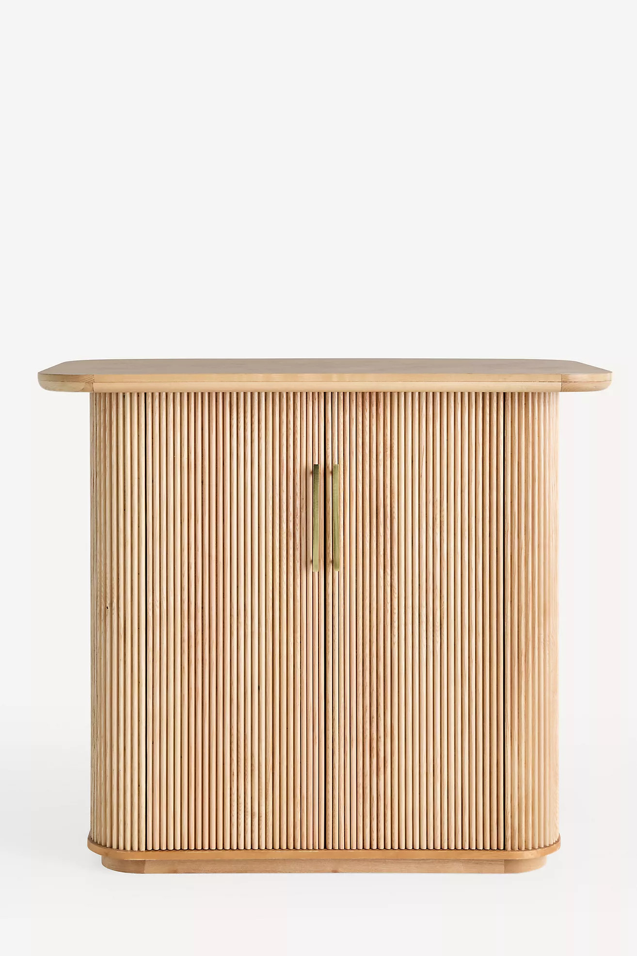 Scout Tall Burl Wood Fluted Bar Cabinet | Anthropologie (US)