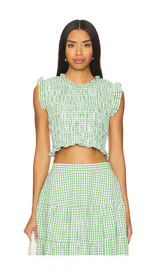 Malone Top in Gingham Mint | Revolve Clothing (Global)