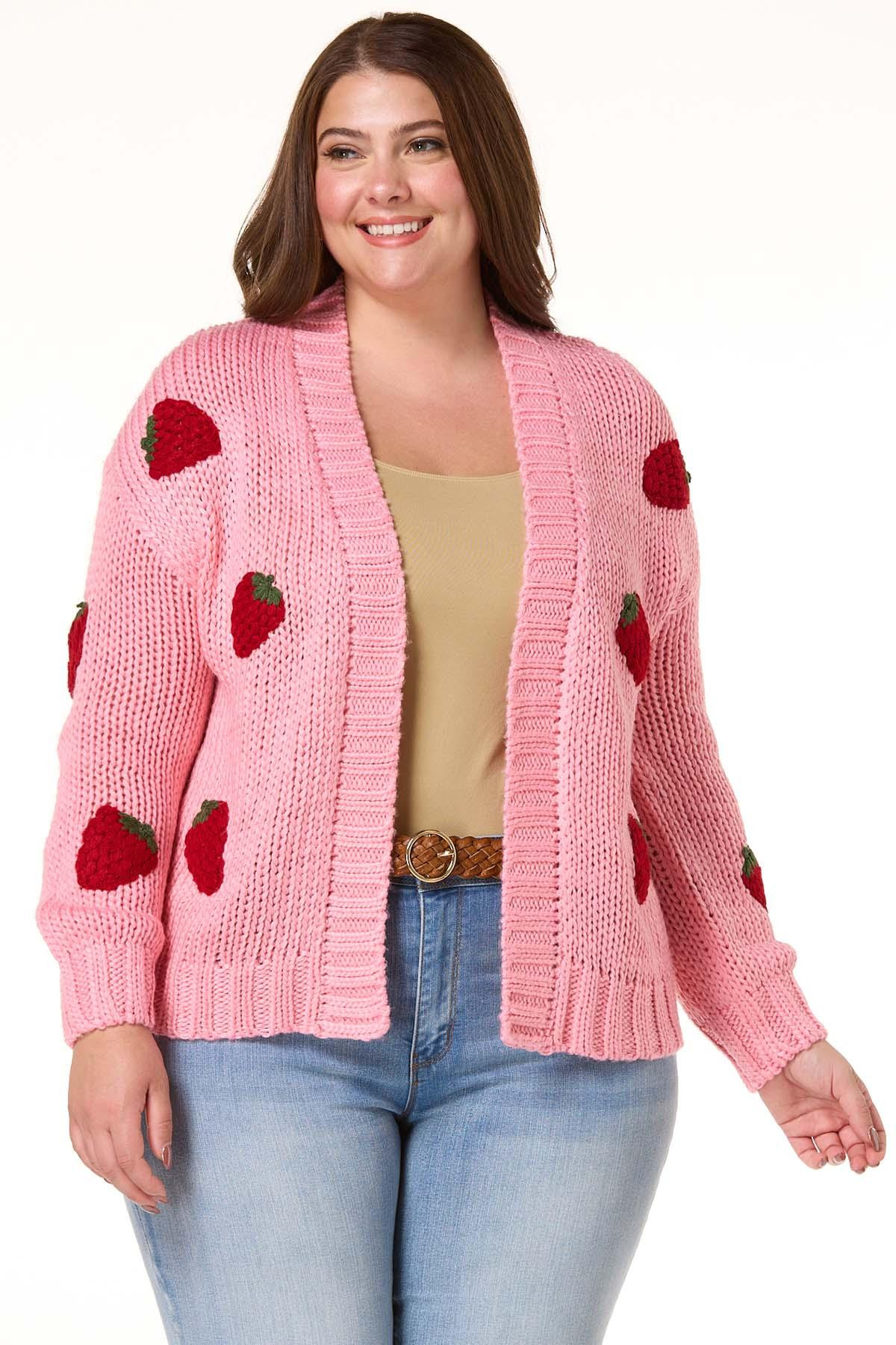 Plus Size Strawberry Cardigan Sweater | Cato Fashions