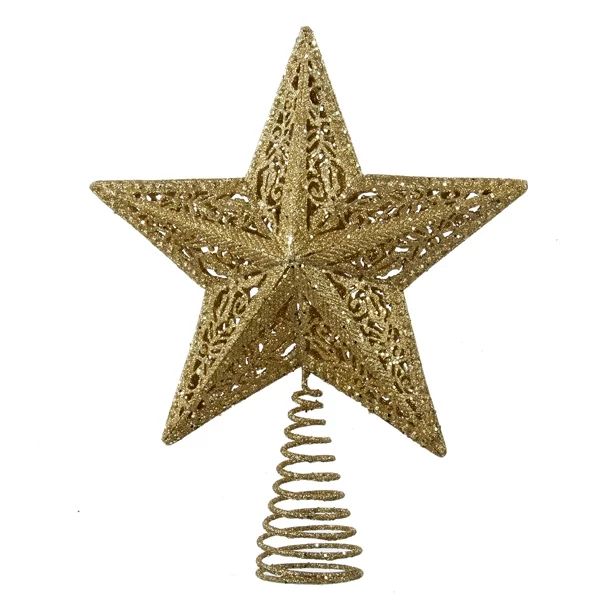 10 Inch Glitter Gold Leaf Star Christmas Tree Topper | Walmart (US)