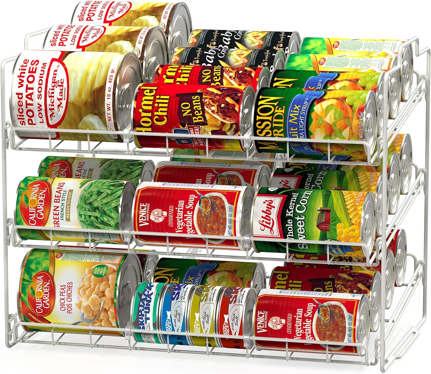 Deco Brothers Stackable Can Rack Organizer for Kitchen and Pantry, White | Amazon (US)