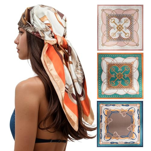 RIIQIICHY 35 Inch Head Scarf for Women - 4 PCS Square Scarf Bandanas | Amazon (US)